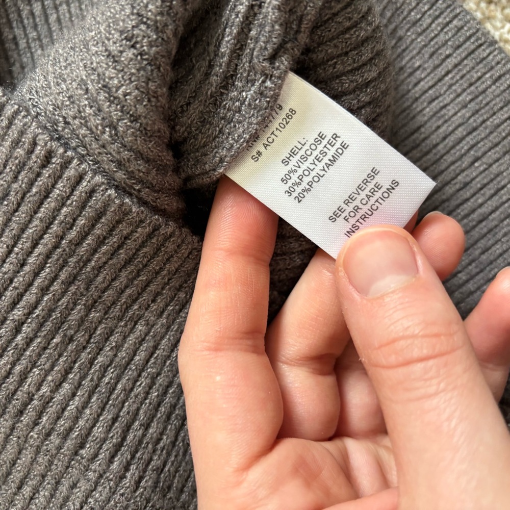 Modcloth Size X-Small Brown Heart Elbow Patch Mock-Neck Grey Long Sleeve Sweater - Picture 7 of 7